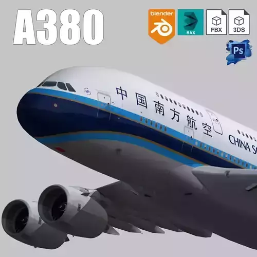 Airbus A380-8 China southern airlines livery Low-poly 3D model