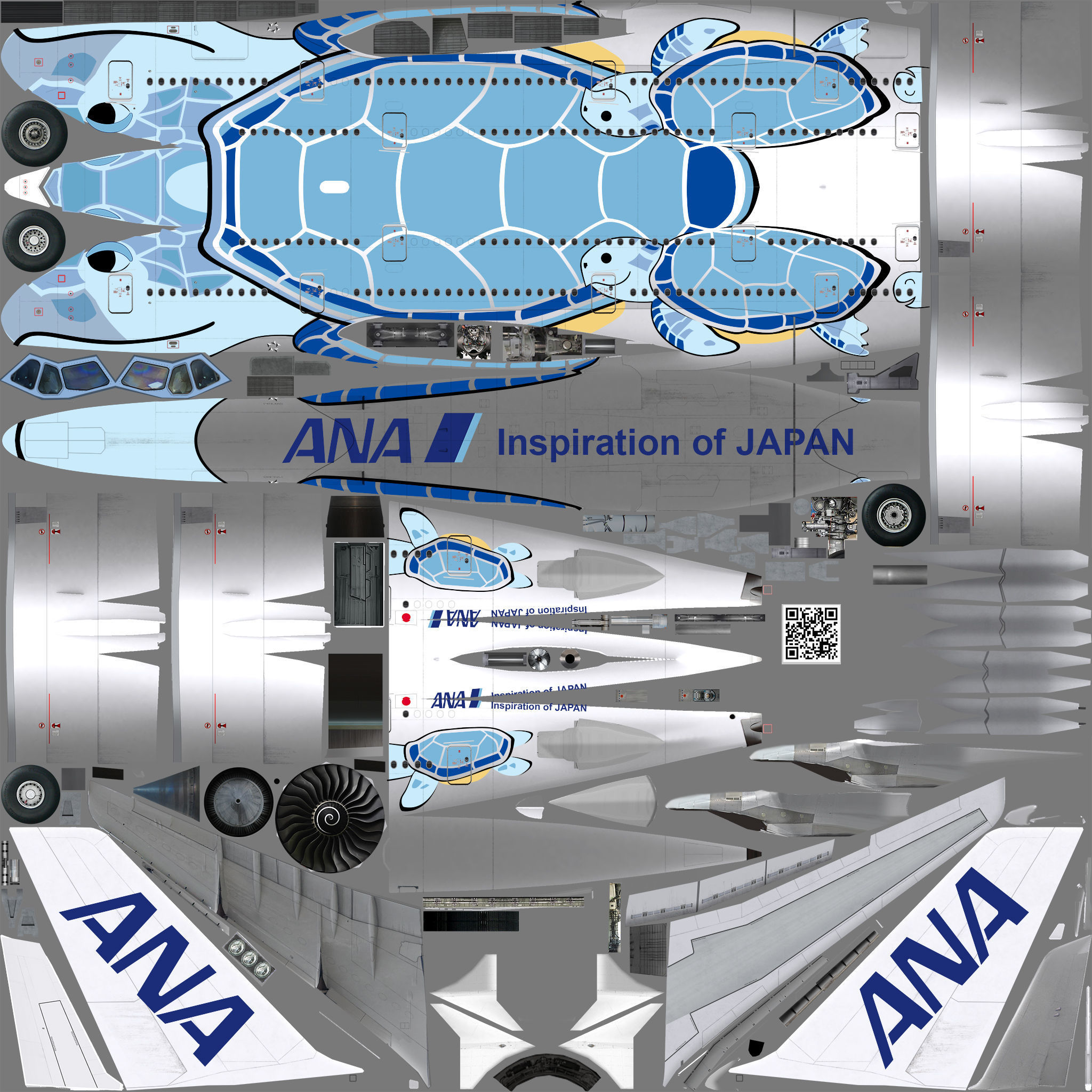 Airbus A380-8 China southern airlines livery Low-poly 3D model_19