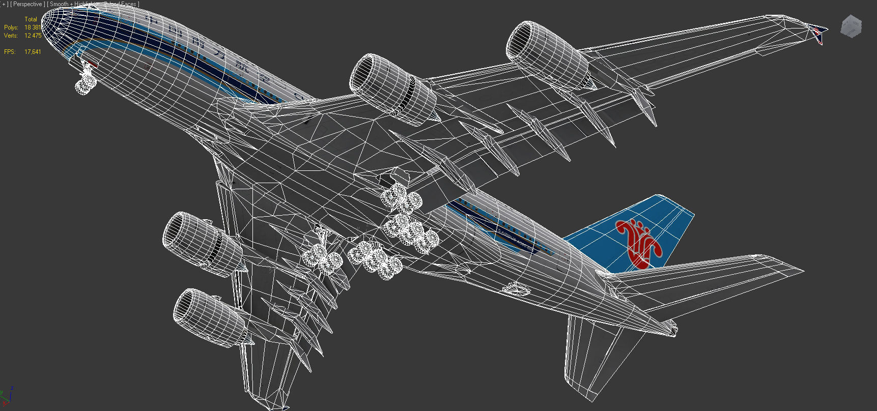 Airbus A380-8 China southern airlines livery Low-poly 3D model_14