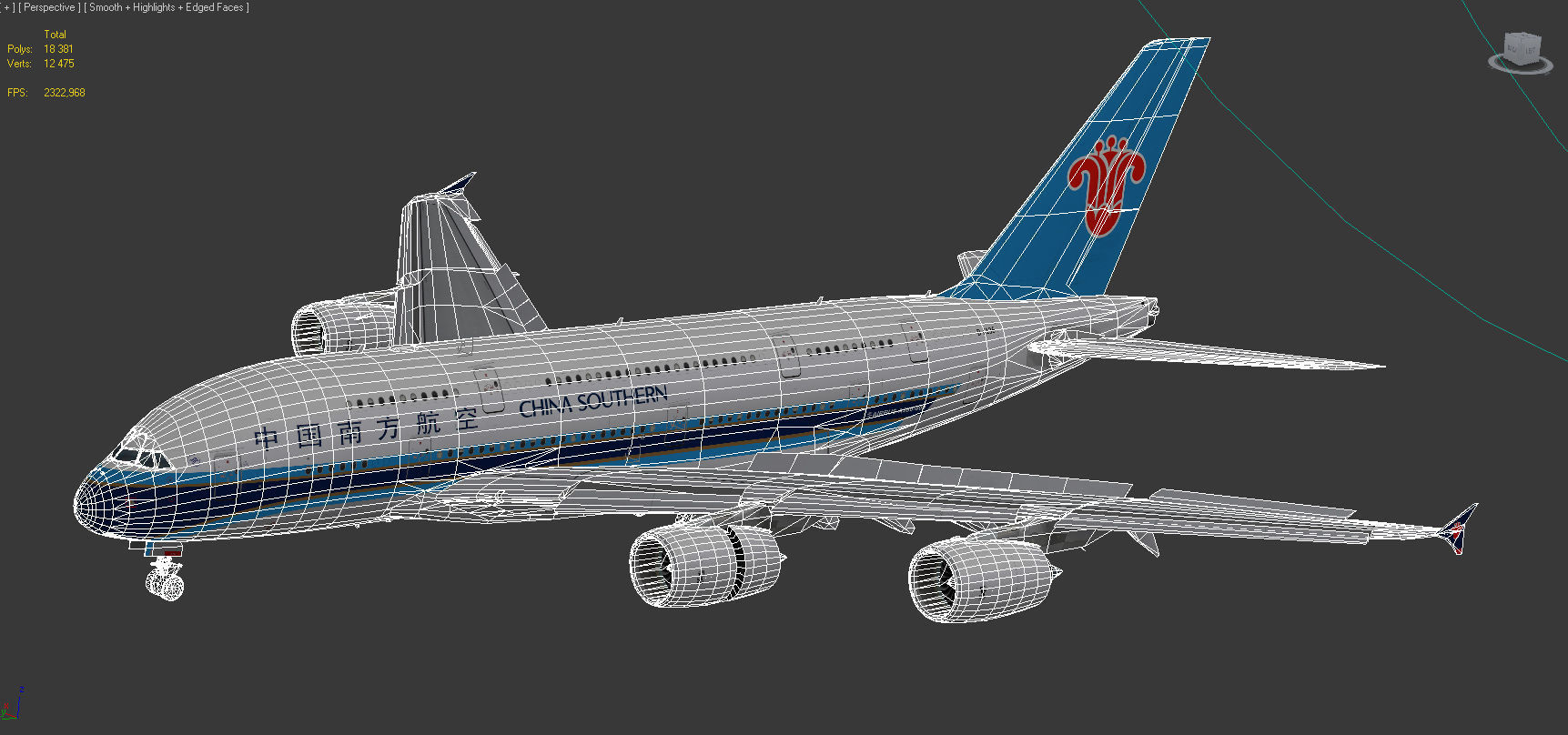Airbus A380-8 China southern airlines livery Low-poly 3D model_16