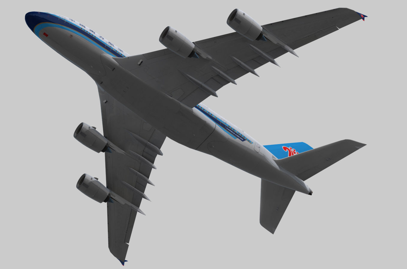 Airbus A380-8 China southern airlines livery Low-poly 3D model_3