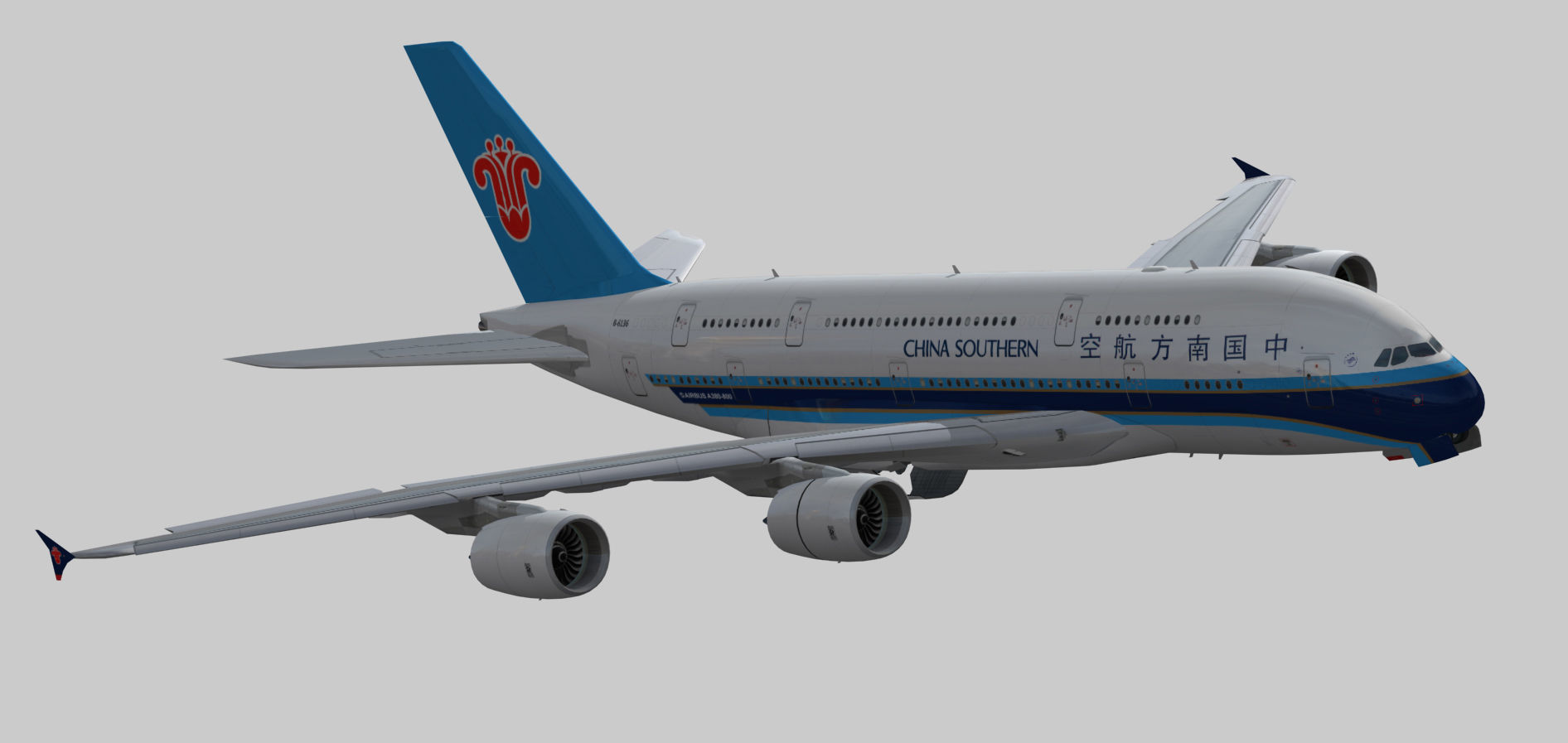 Airbus A380-8 China southern airlines livery Low-poly 3D model_4