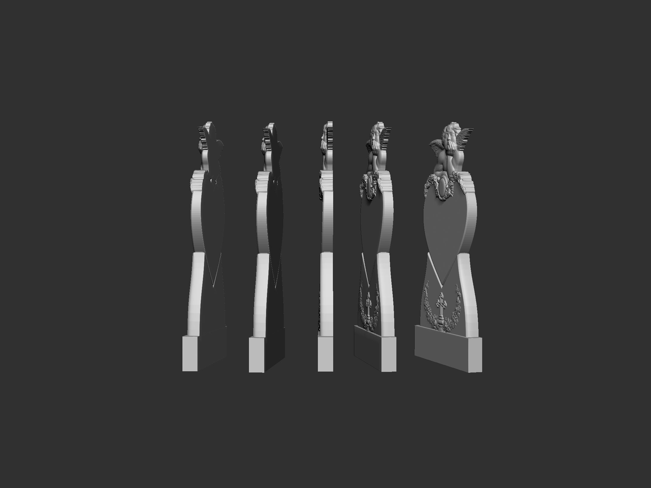 Memorial Tombstone with Angel 3D print model_2