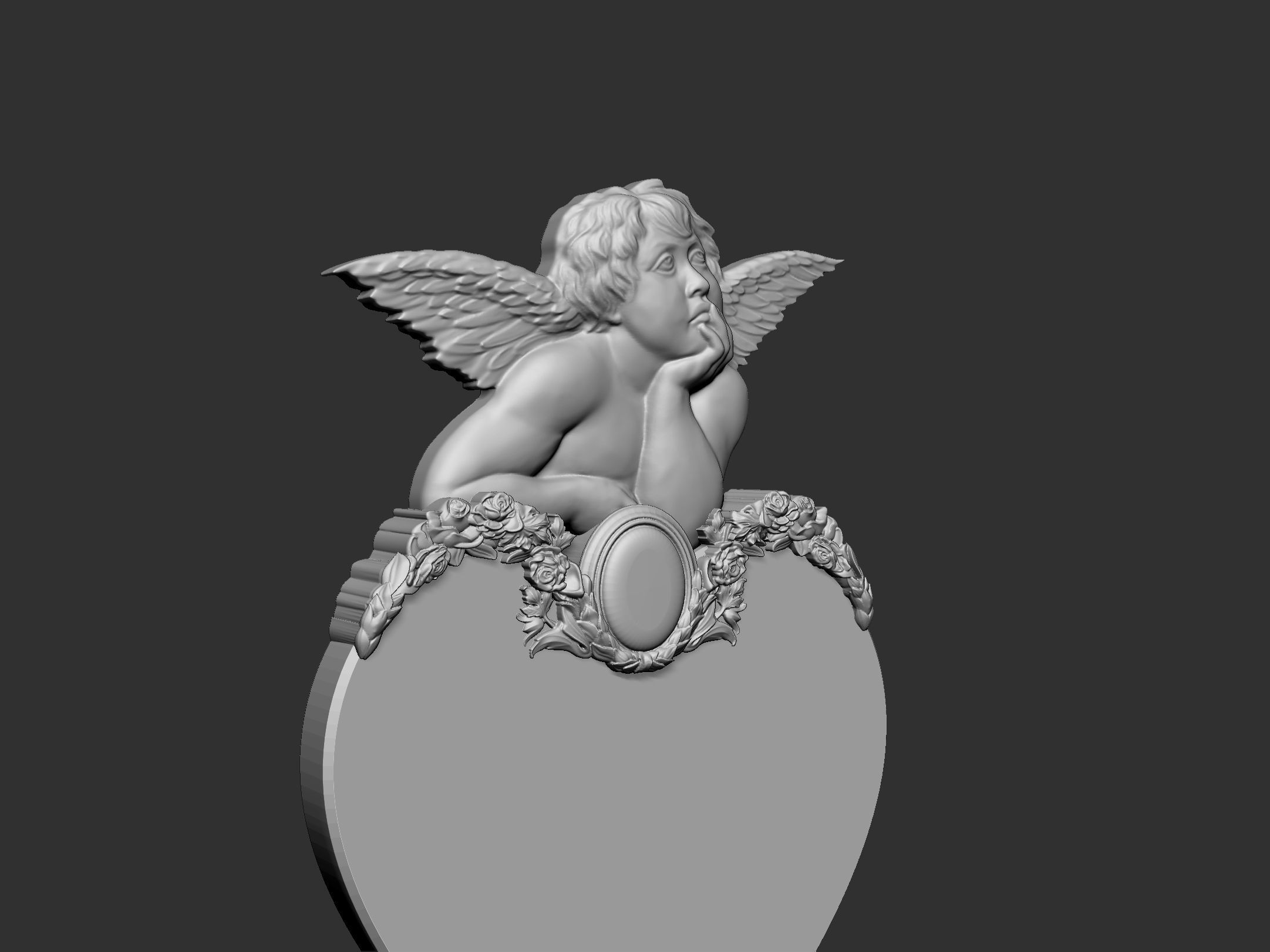 Memorial Tombstone with Angel 3D print model_5