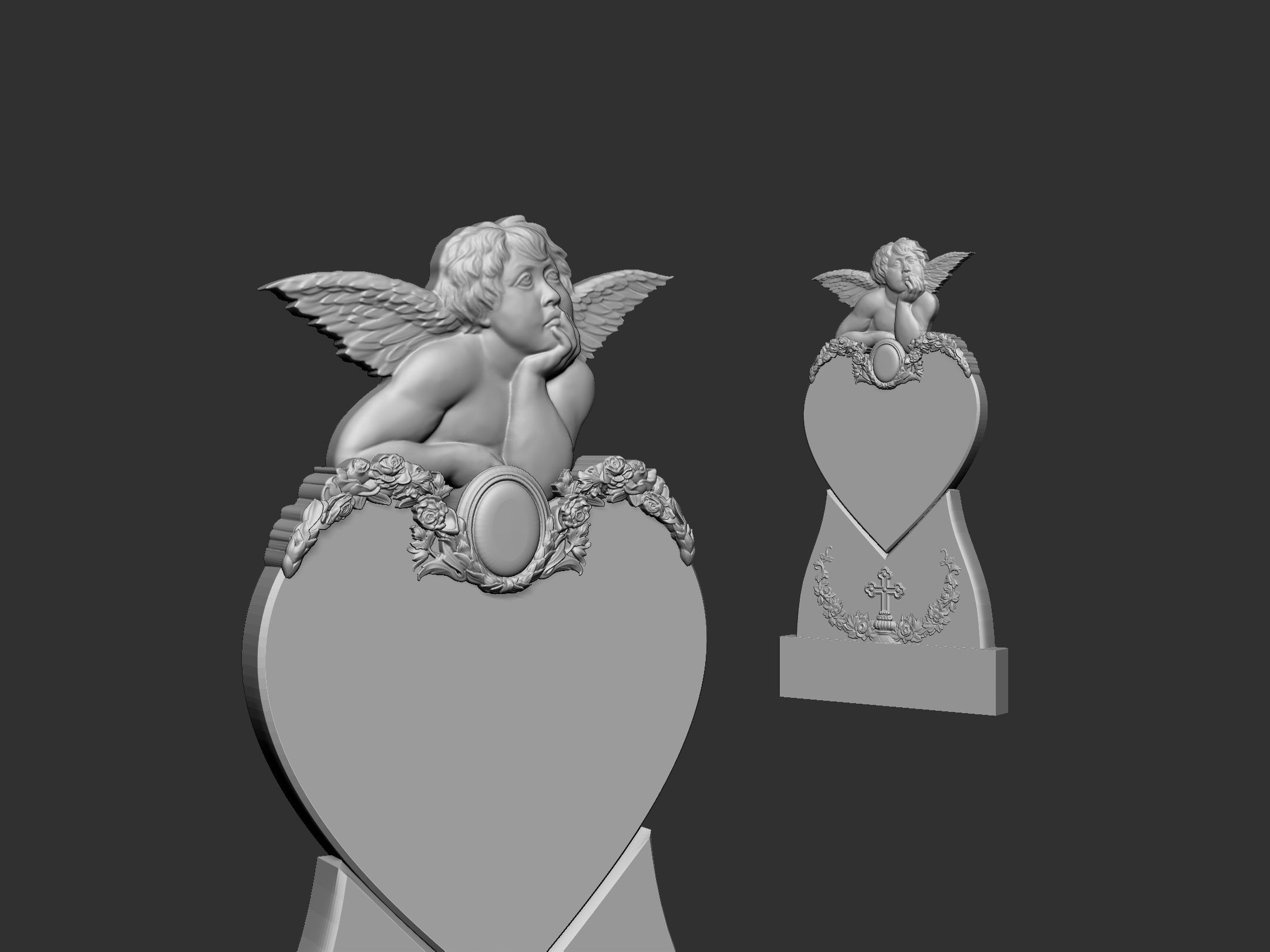 Memorial Tombstone with Angel 3D print model_4
