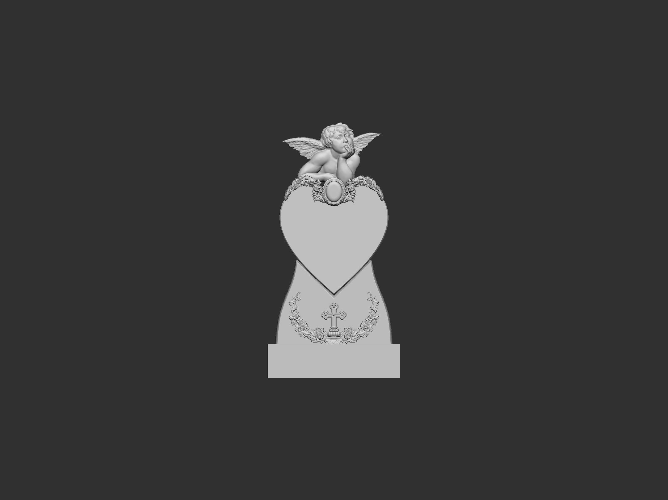 Memorial Tombstone with Angel 3D print model_10