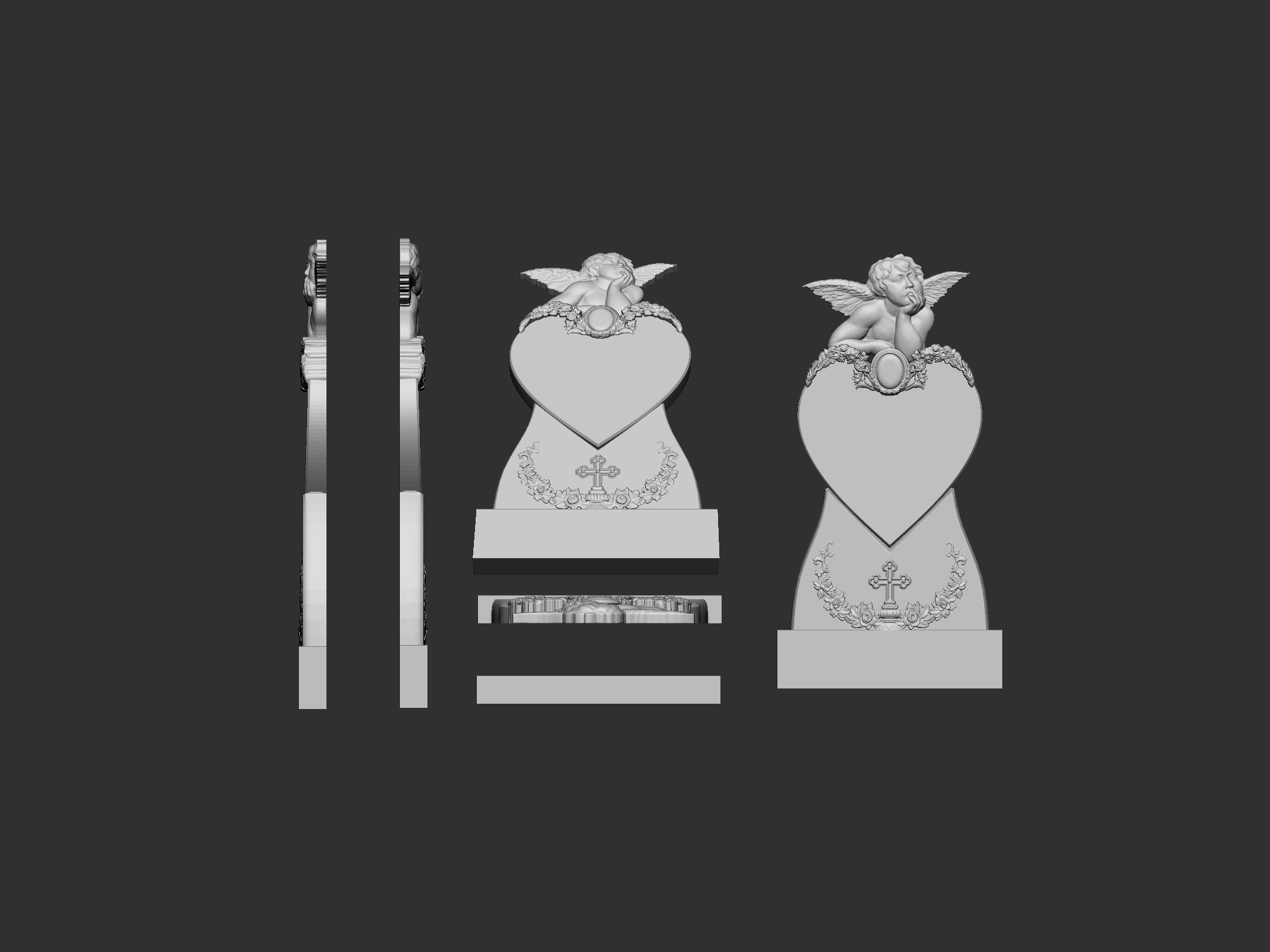 Memorial Tombstone with Angel 3D print model_3