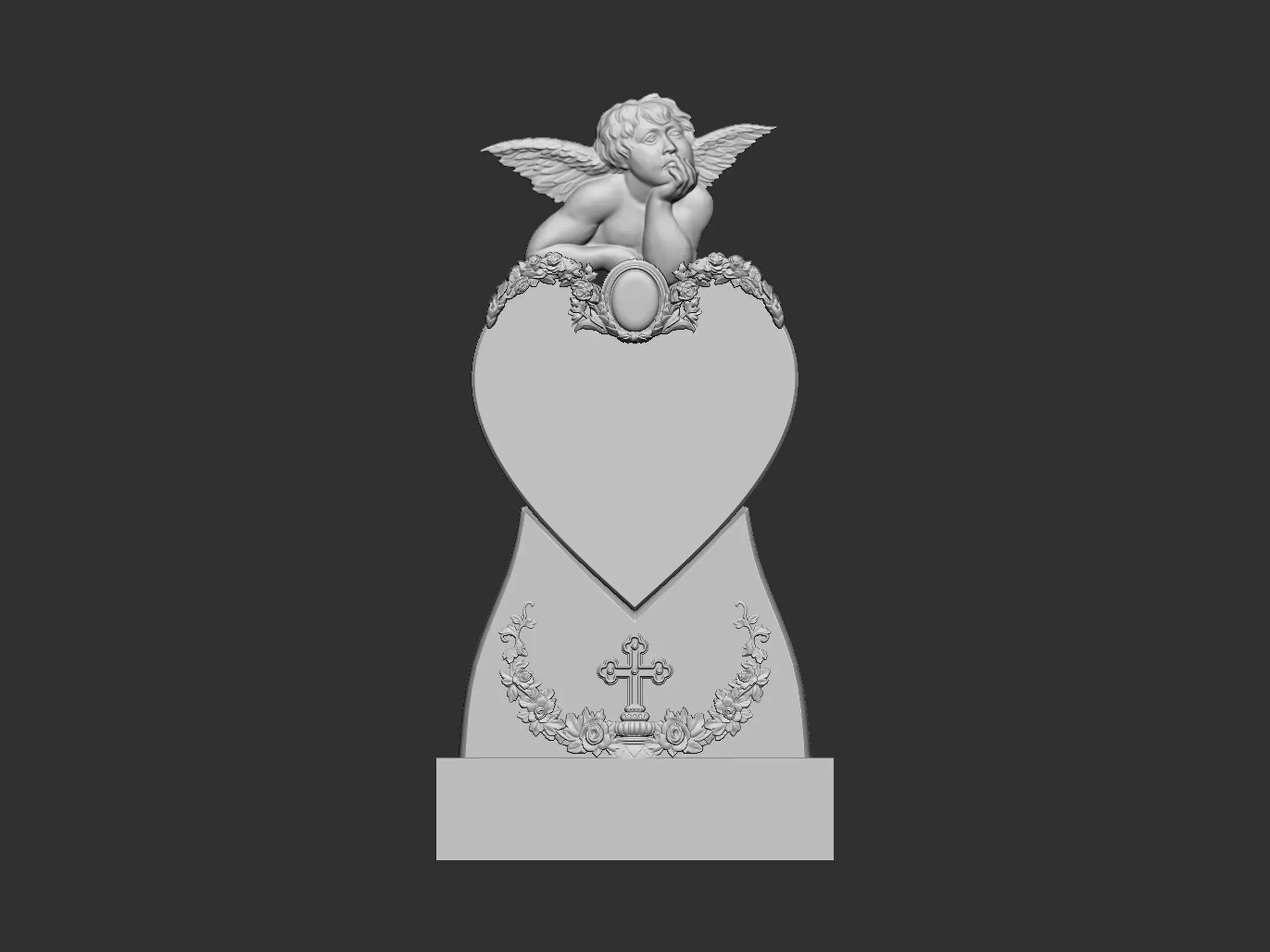Memorial Tombstone with Angel 3D print model_0