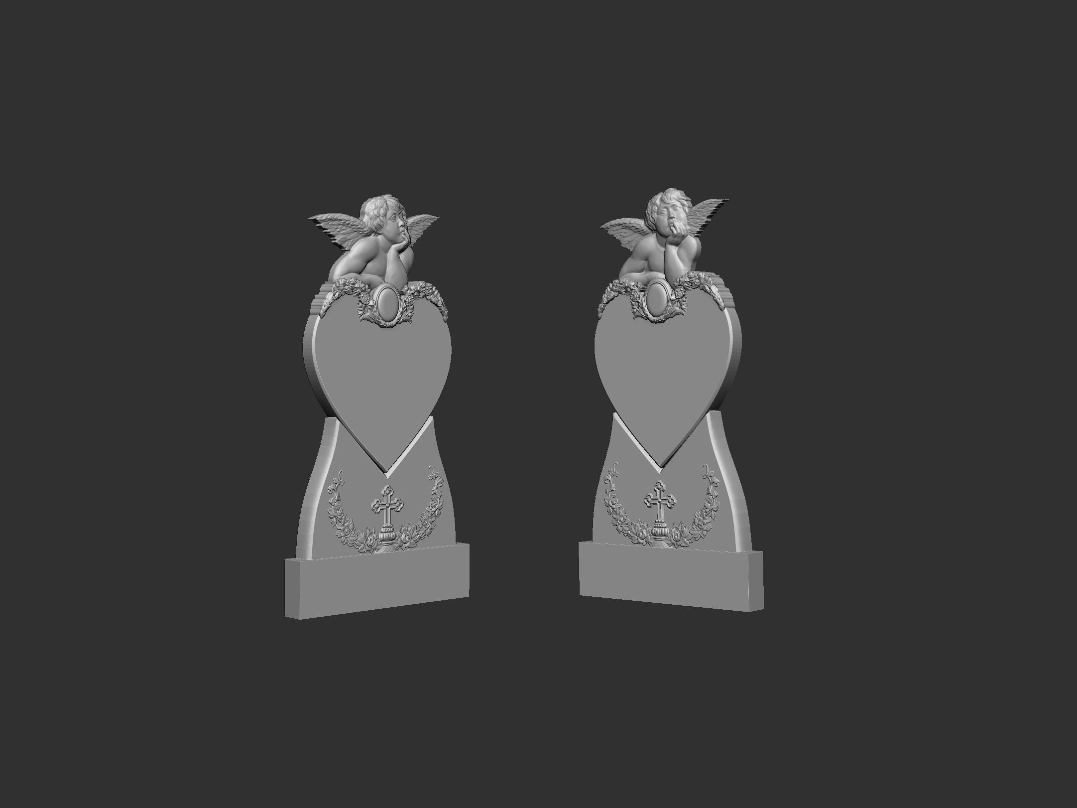 Memorial Tombstone with Angel 3D print model_1