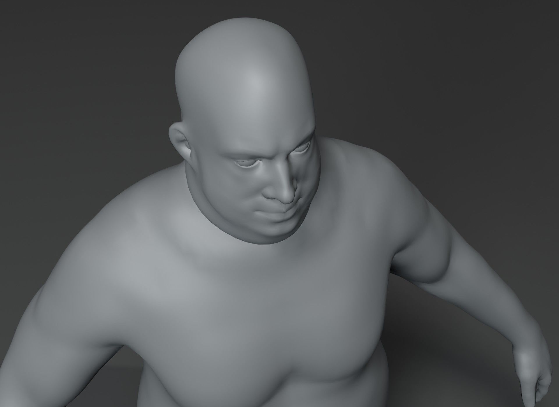 Male Body Fat Base Mesh 3D Model 20k Polygons Low-poly 3D model_20