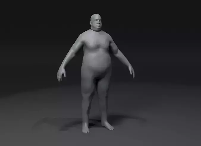 Male Body Fat Base Mesh 3D Model 20k Polygons Low-poly 3D model