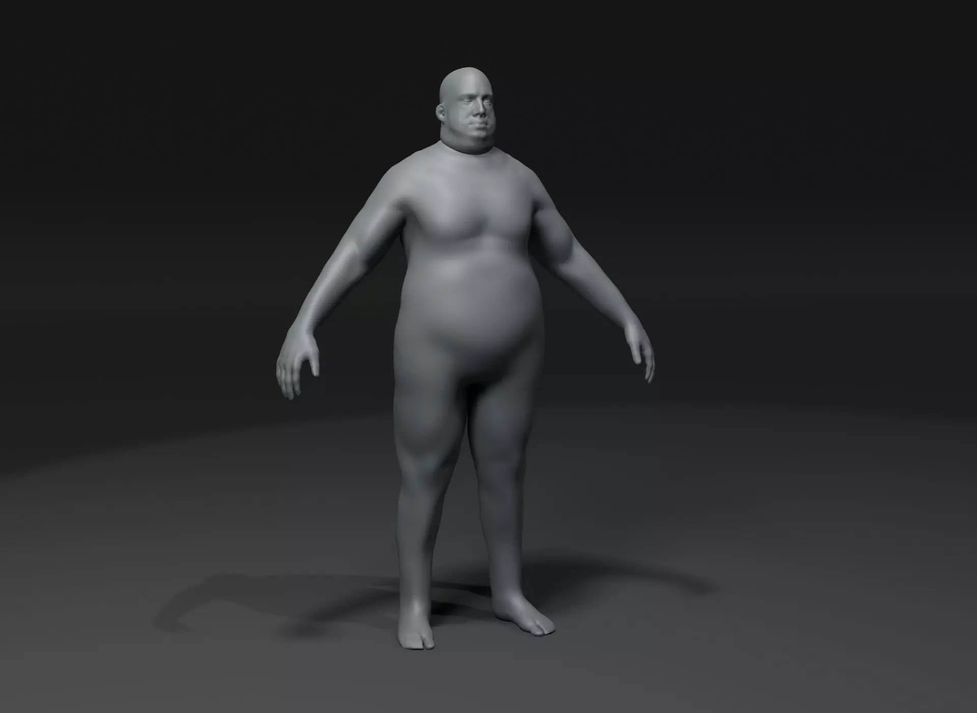 Male Body Fat Base Mesh 3D Model 20k Polygons Low-poly 3D model_0