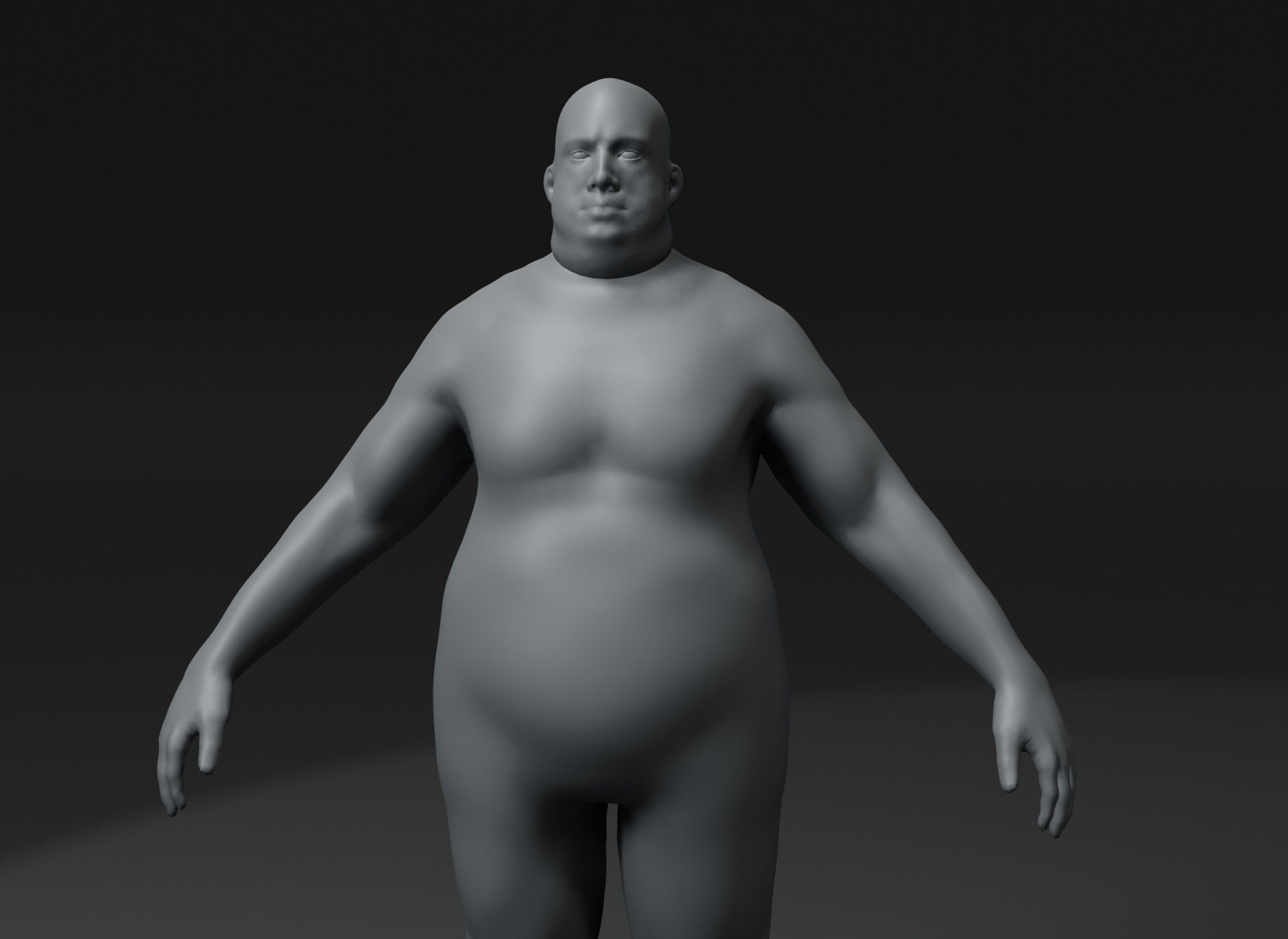 Male Body Fat Base Mesh 3D Model 20k Polygons Low-poly 3D model_3