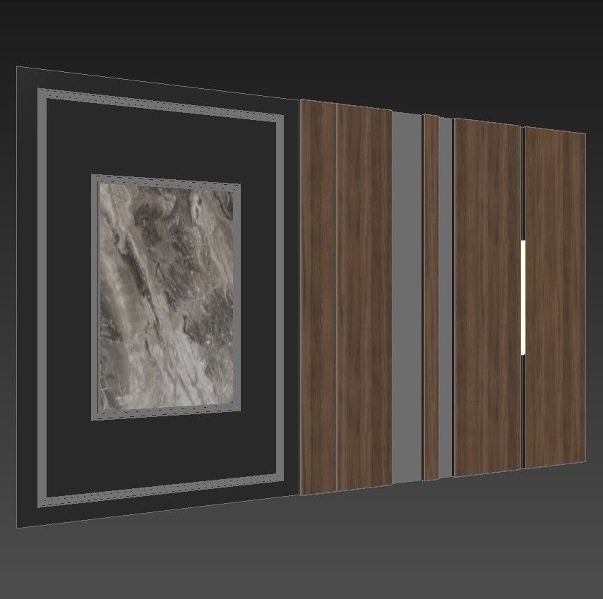 Panel wooden door 3D model_3