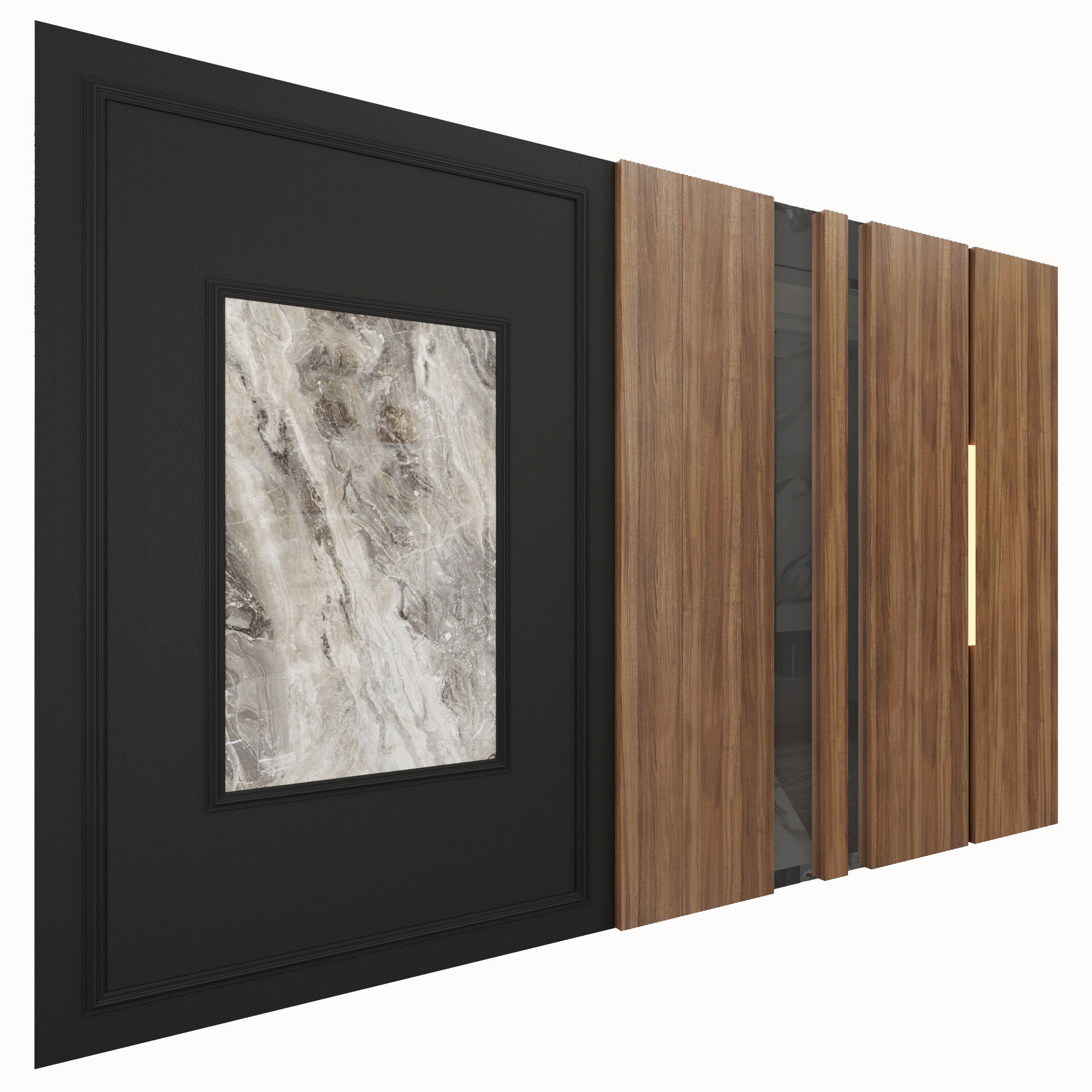 Panel wooden door 3D model_1