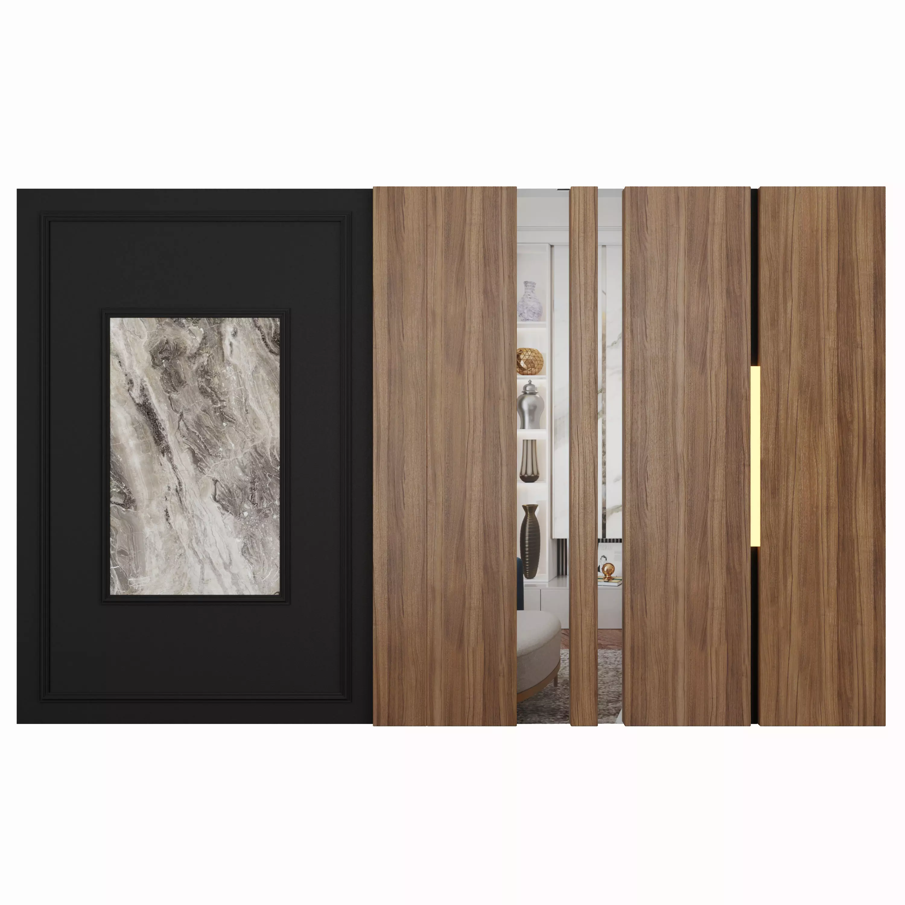 Panel wooden door 3D model_0