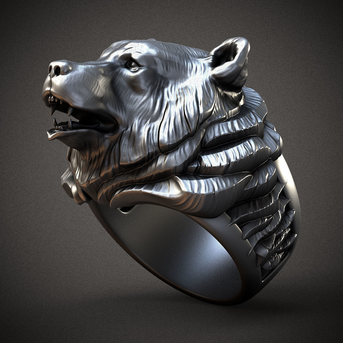 Bear ring 3D print model_2
