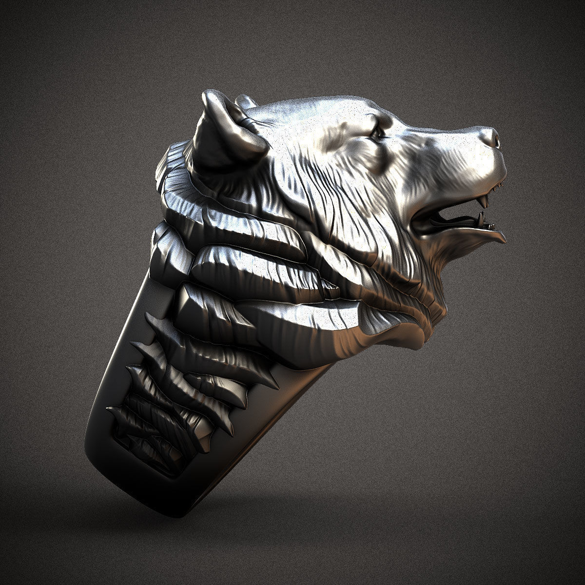 Bear ring 3D print model_4