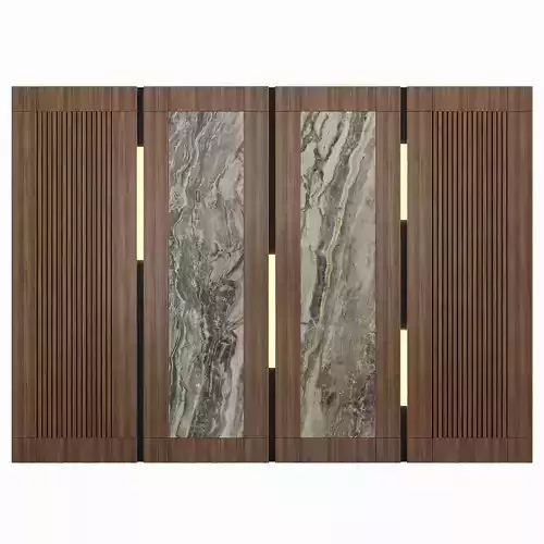 Panel wooden door with marble panels