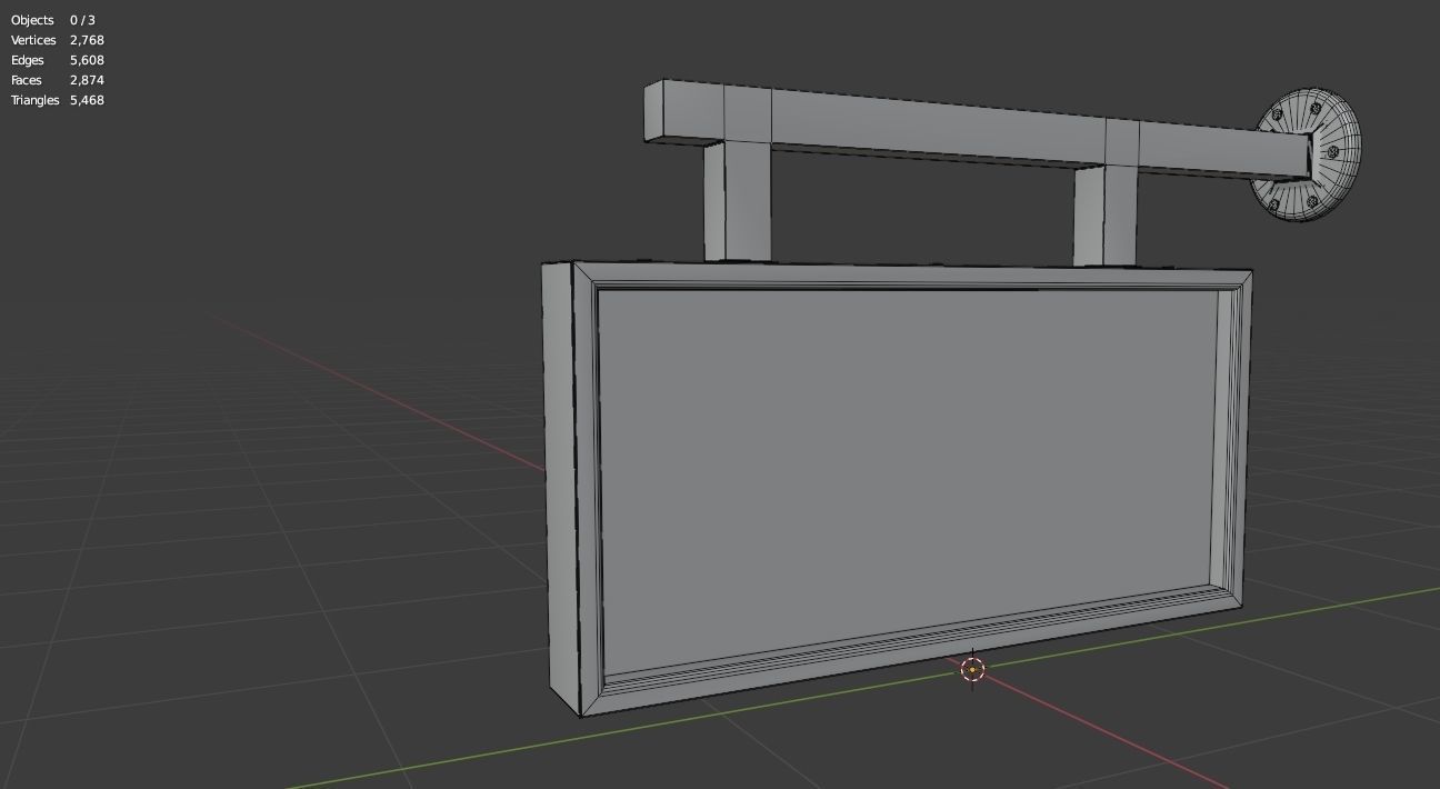 Plastic Rectangular Signboard 3D model_11