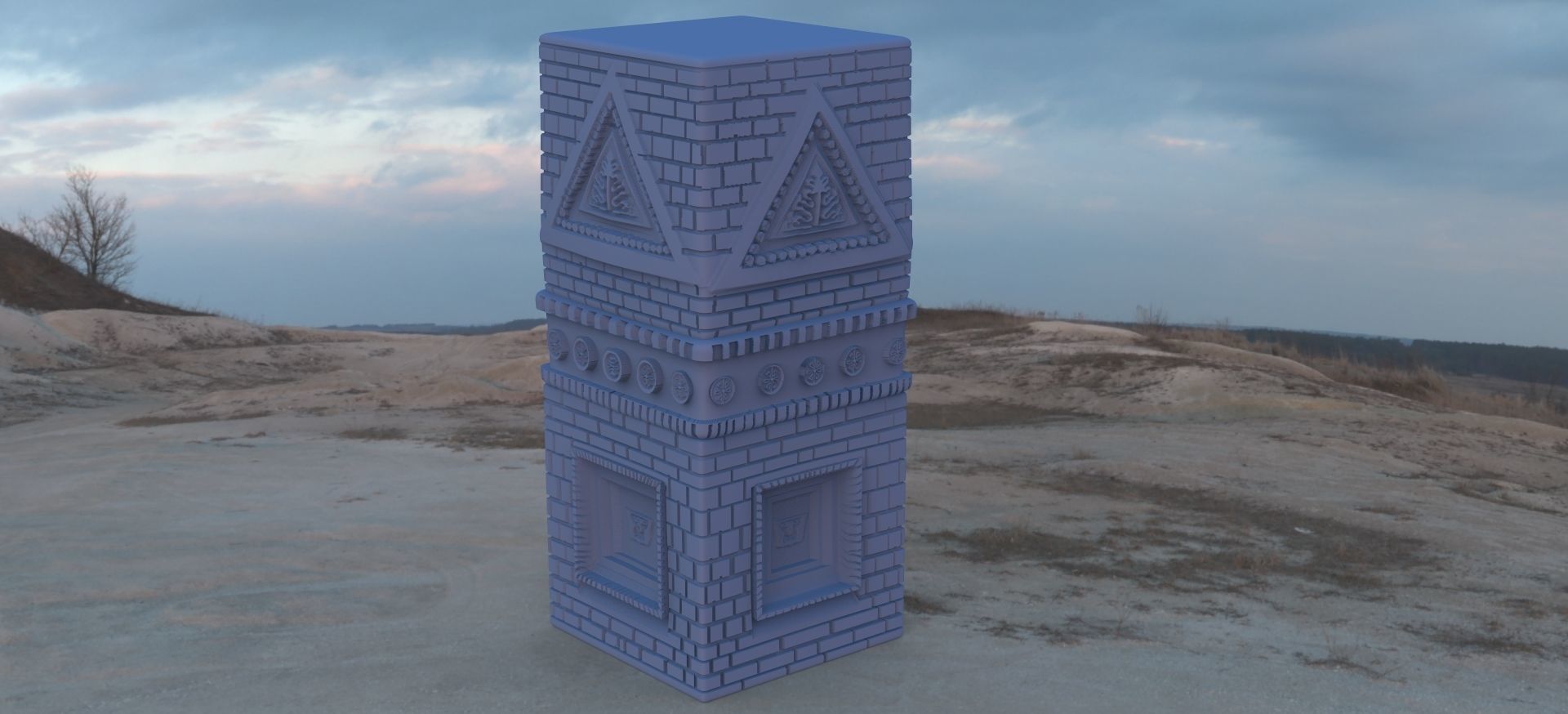Fantasy Russian architecture inspired Pillar 3D model_1