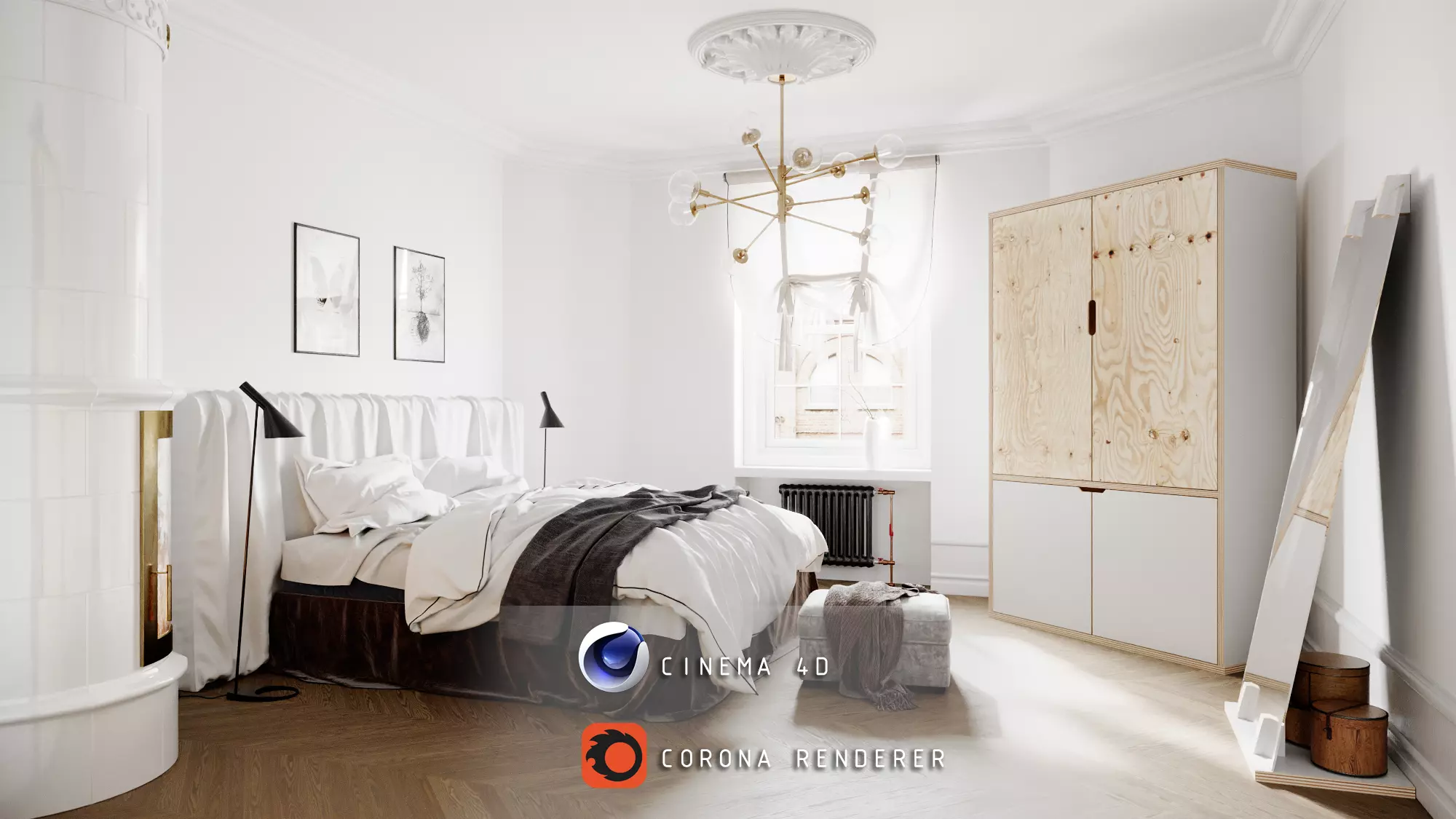 Copenaghen Bedroom C4D and Corona Renderer 3D model
