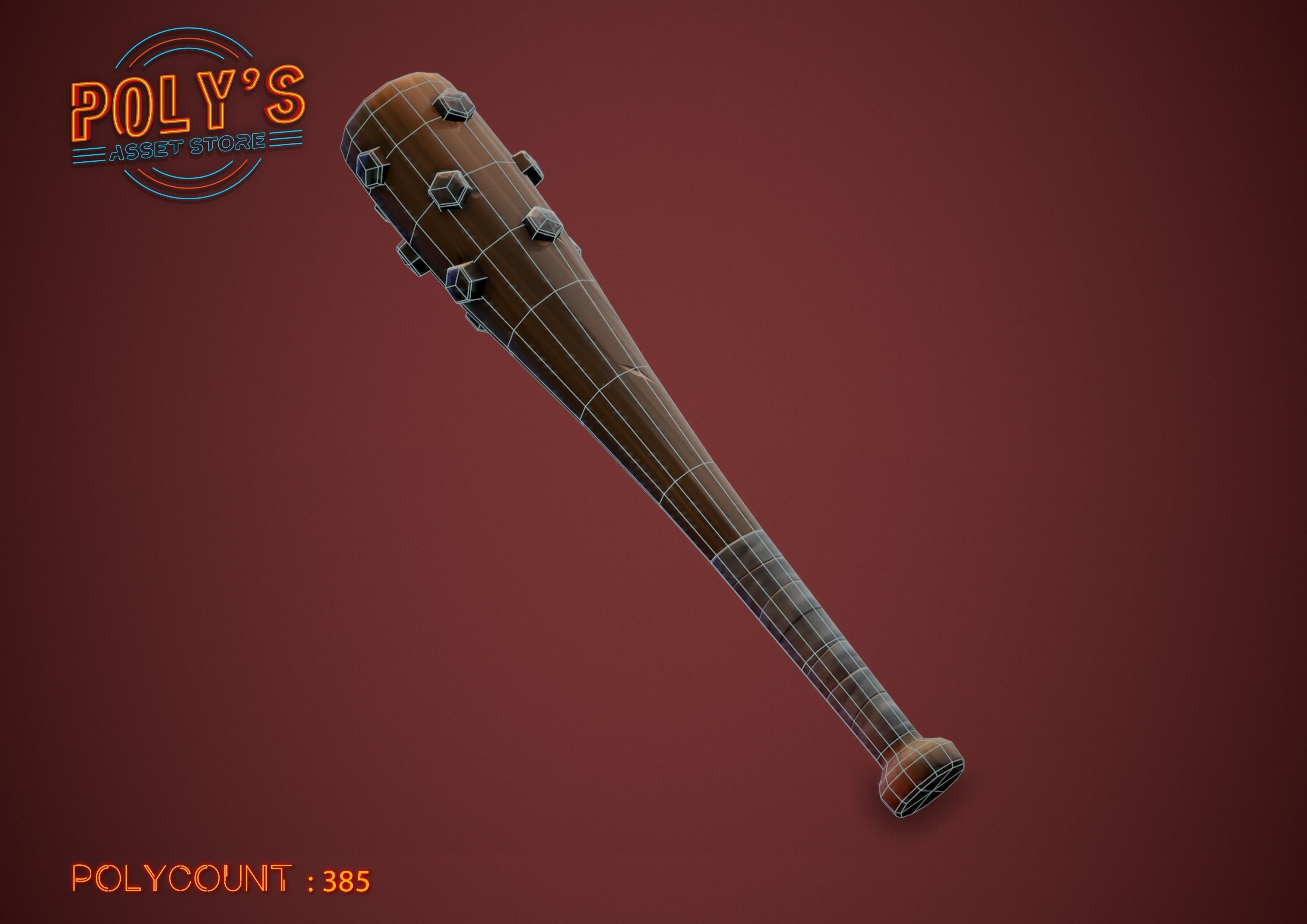 Baseball Bat Stylized- post apocalyptic -  Low-poly 3D model_2