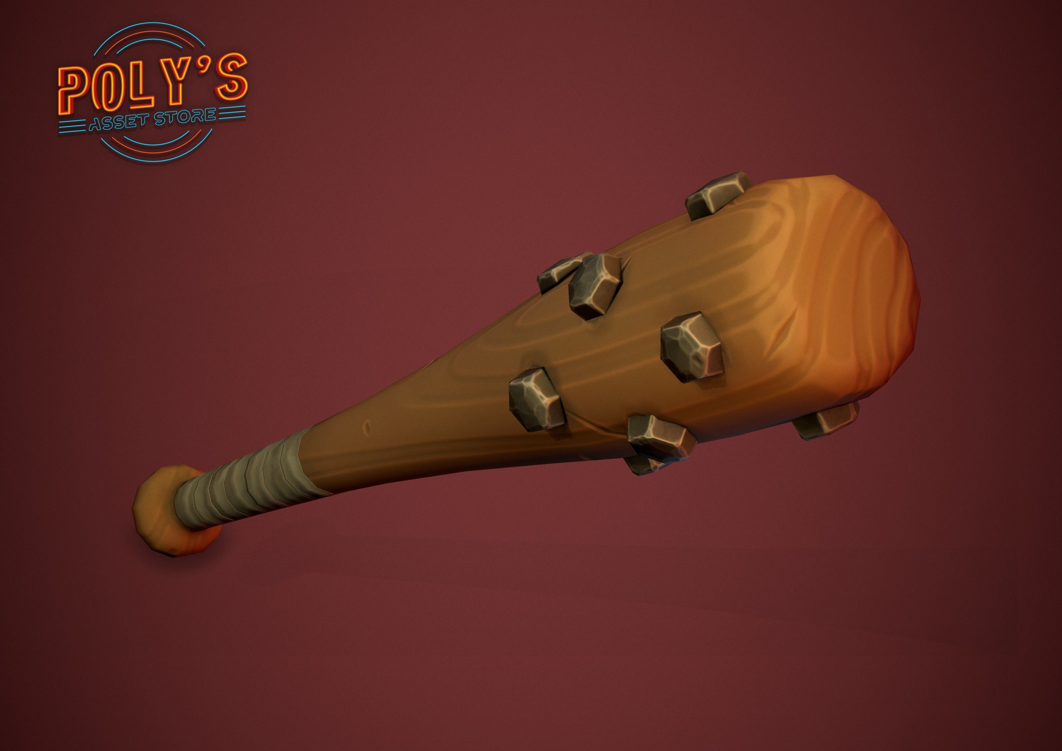 Baseball Bat Stylized- post apocalyptic -  Low-poly 3D model_4