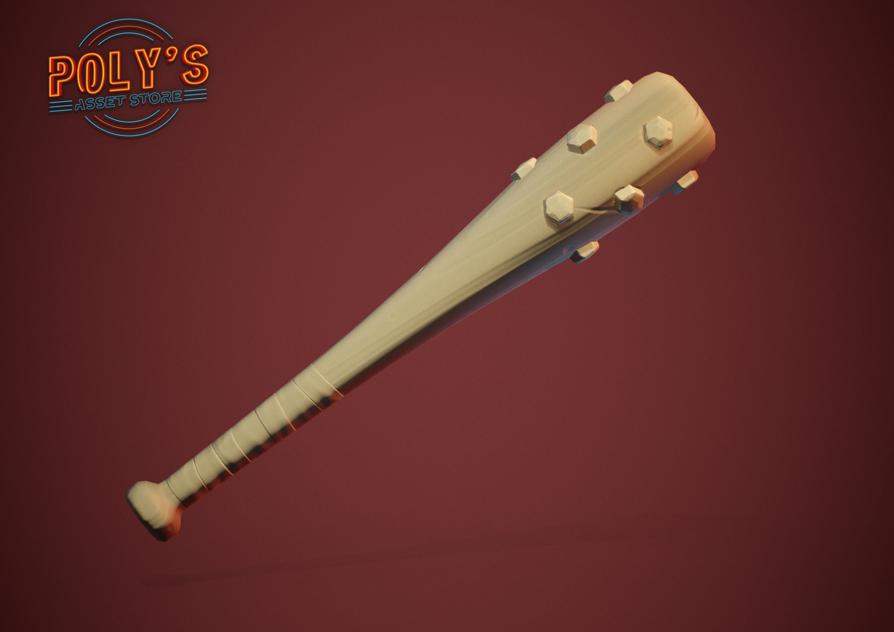 Baseball Bat Stylized- post apocalyptic -  Low-poly 3D model_3