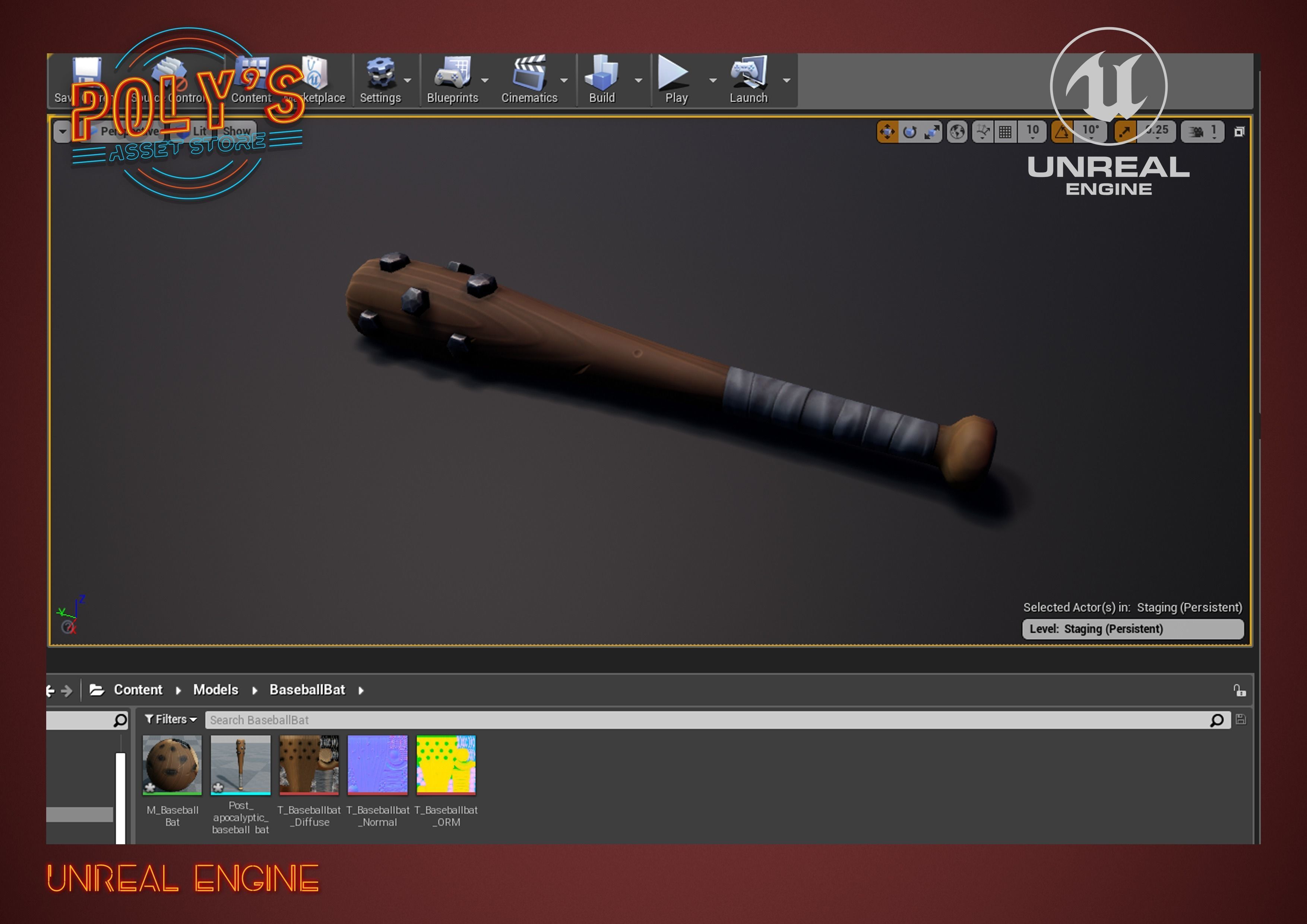 Baseball Bat Stylized- post apocalyptic -  Low-poly 3D model_7