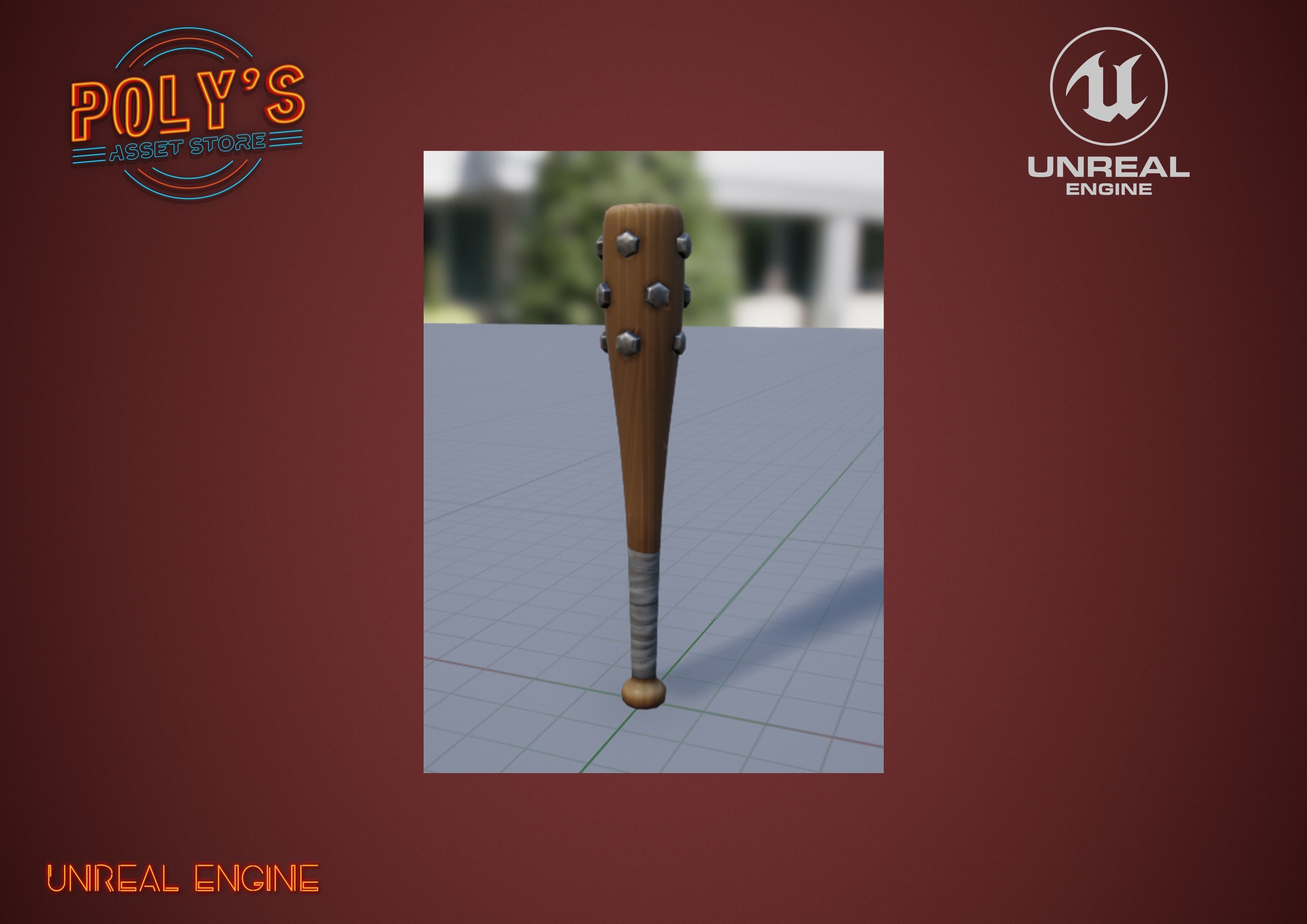 Baseball Bat Stylized- post apocalyptic -  Low-poly 3D model_8
