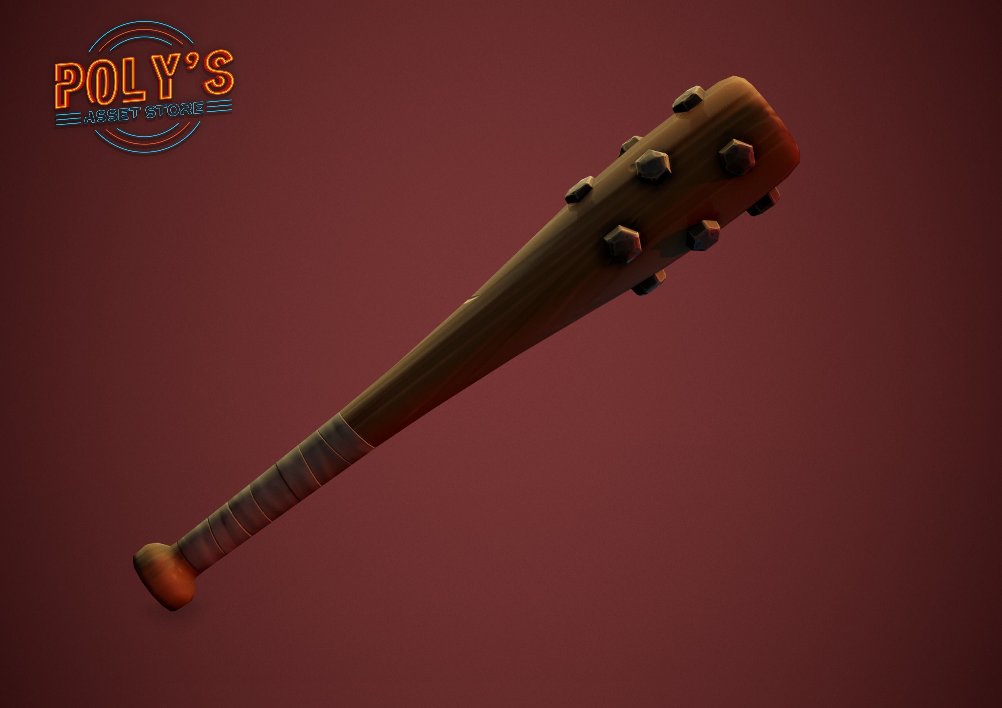 Baseball Bat Stylized- post apocalyptic -  Low-poly 3D model_5