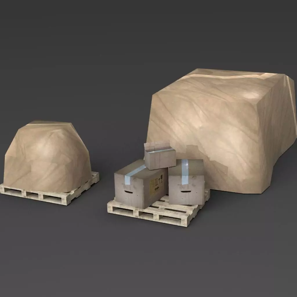 Boxes with pallet Free low-poly 3D model