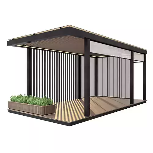 Pergola outdoor gazebo with wooden floor