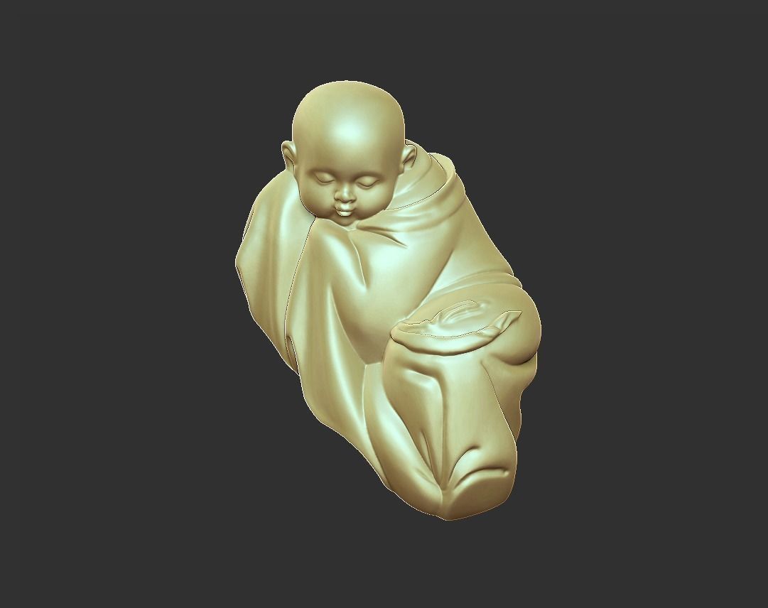 sleeping monk 3D print model_2