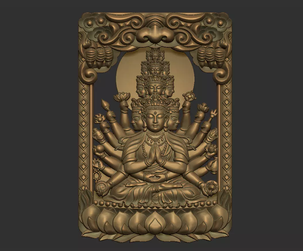 Kwanyin Bodhisattva with thousands of hands 3D print model_0