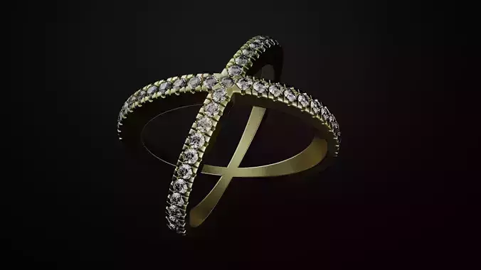 Ring X cross with diamonds