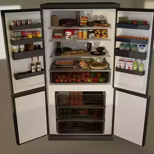 Fridge with products ANIMATED 3D model