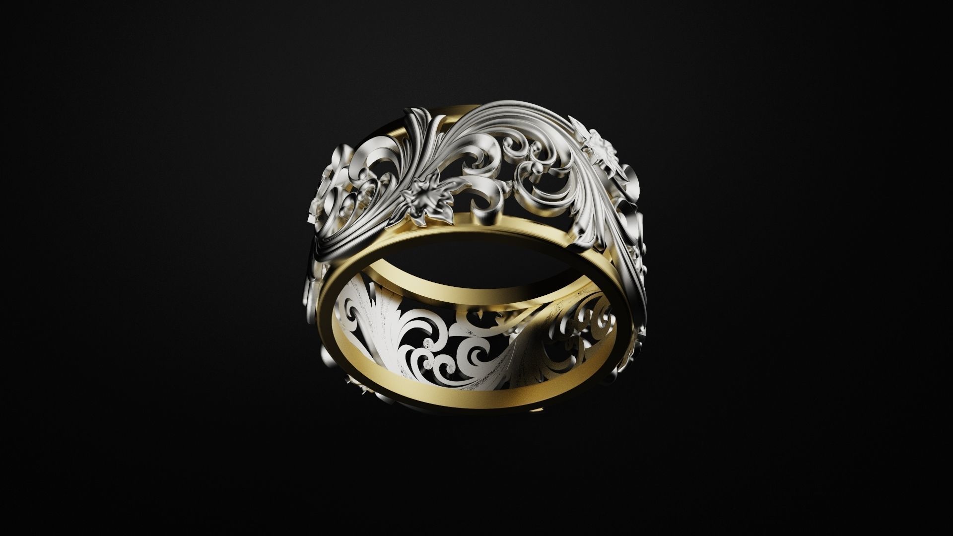 Ring with pattern 3D print model_1