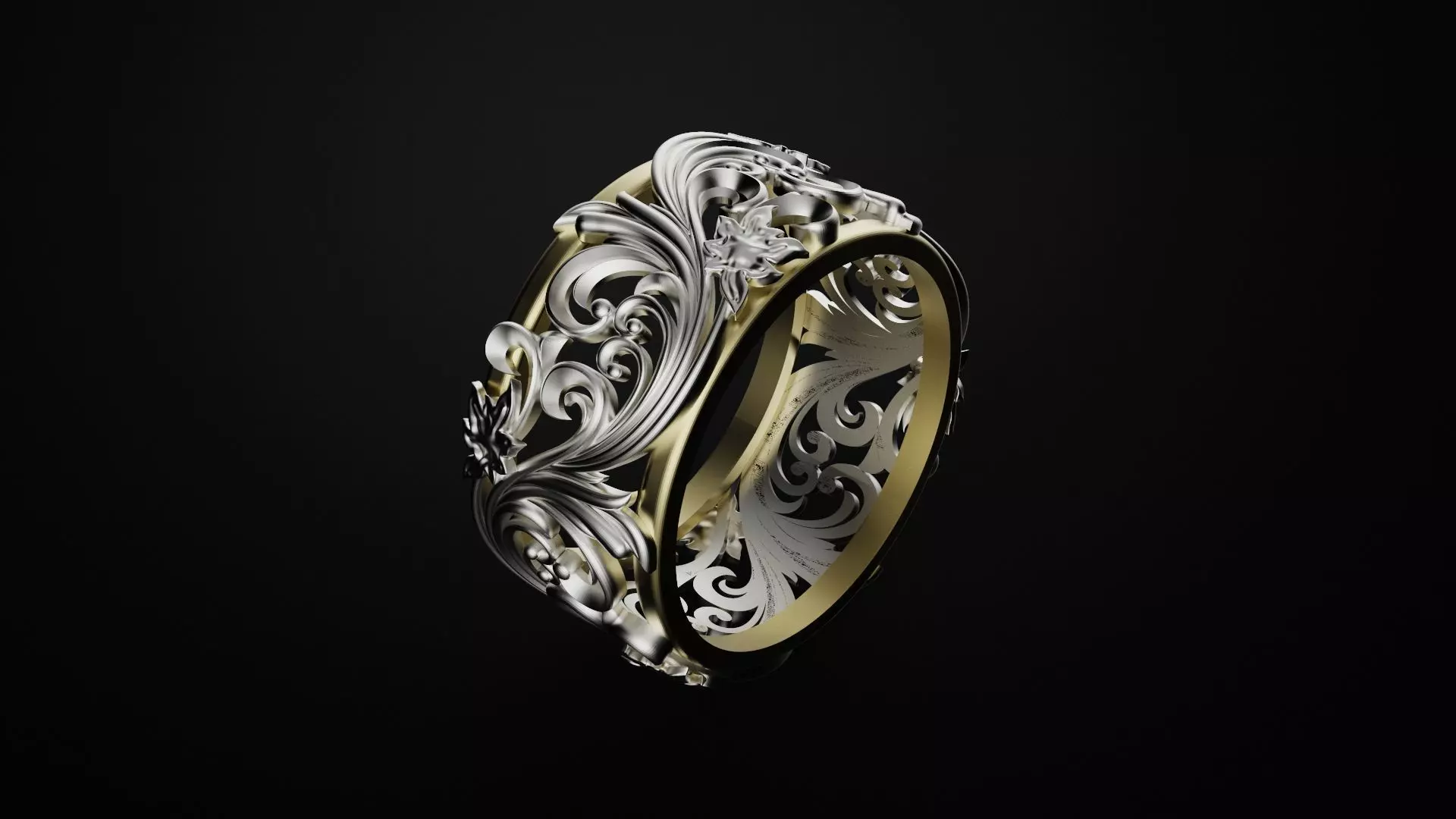 Ring with pattern 3D print model_0