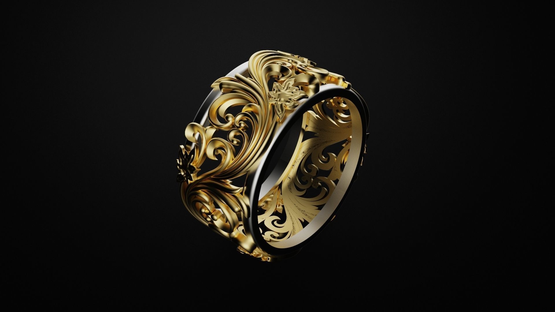 Ring with pattern 3D print model_2