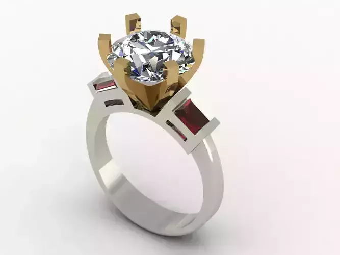 solitare style ring for wedding with taper 3D print model