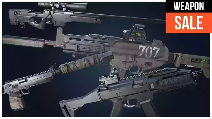 4 Weapon set - 2-AR PISTOL Sniper