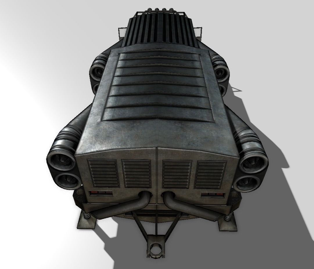 Scifi Freighter Low-poly 3D model_7