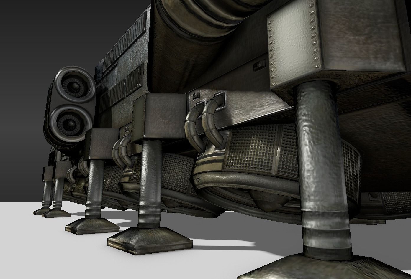 Scifi Freighter Low-poly 3D model_5