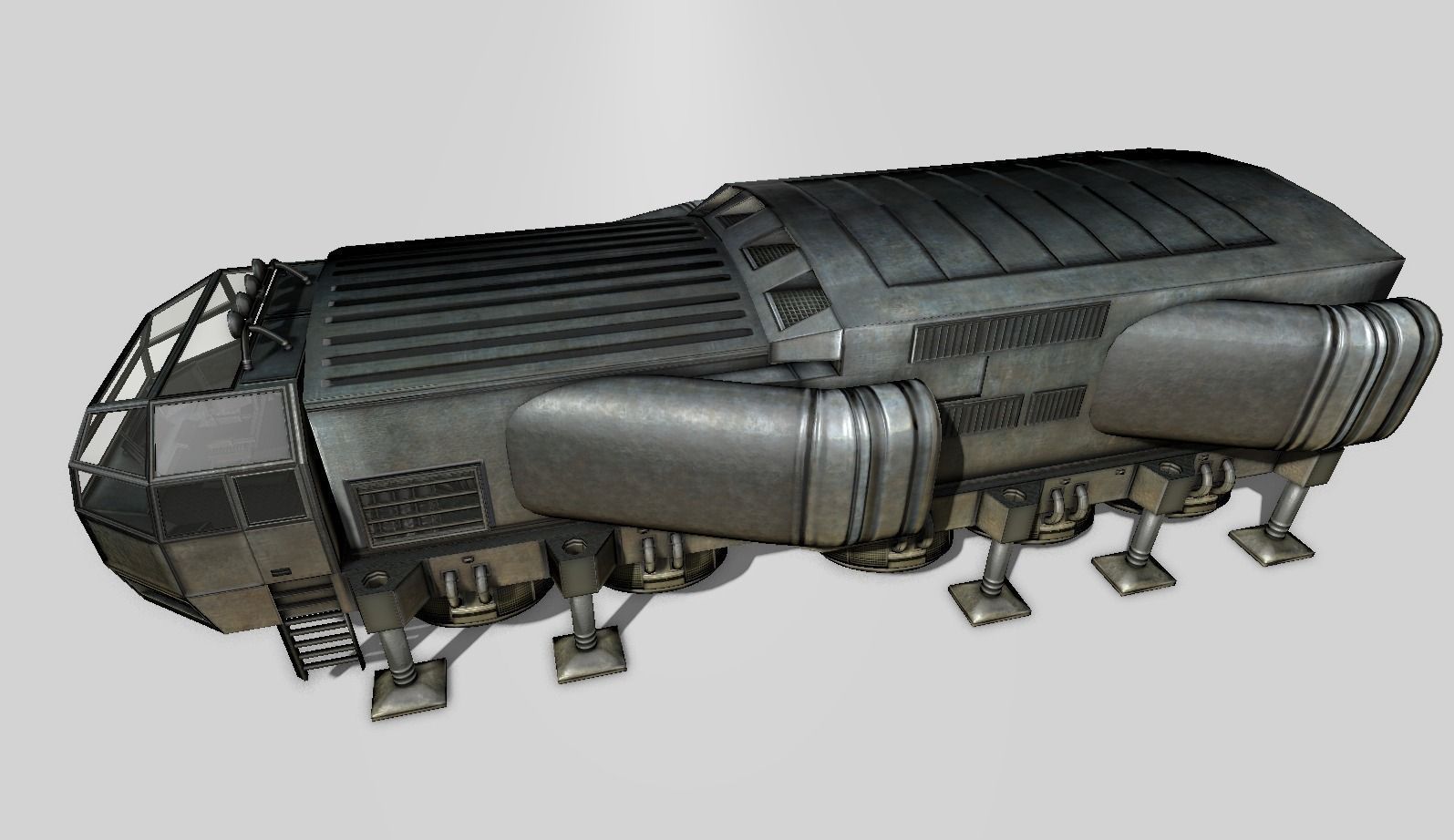 Scifi Freighter Low-poly 3D model_6