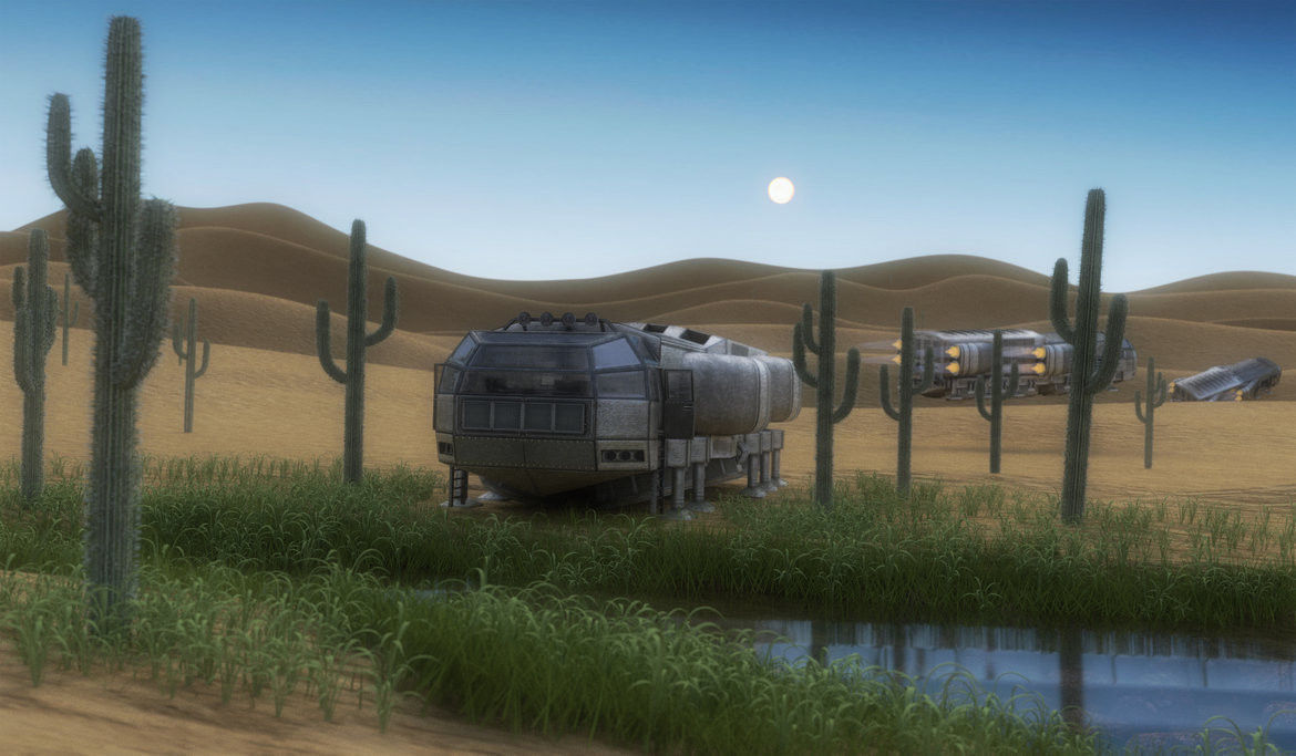 Scifi Freighter Low-poly 3D model_16