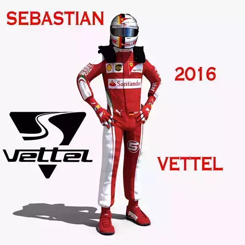 Sebastian Vettel 2016 Low-poly 3D model