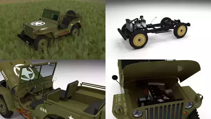 Full w chassis Jeep Willys MB Military HDRI