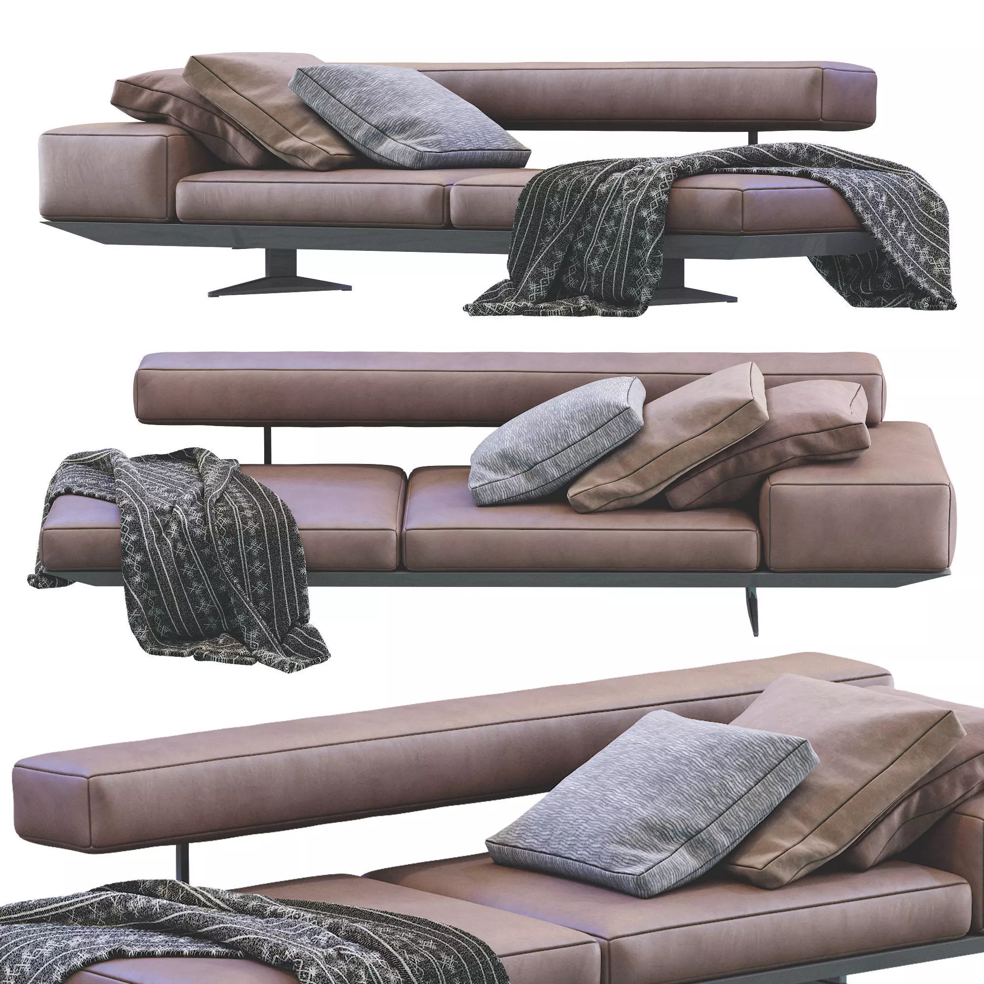 Sofa Wing Leather By Flexform 3D model